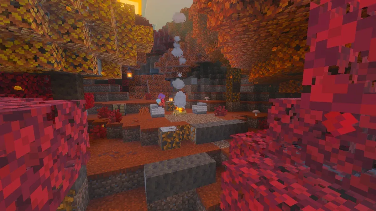 Minecraft Dappled Forest Biome: Poplar Trees & Camps